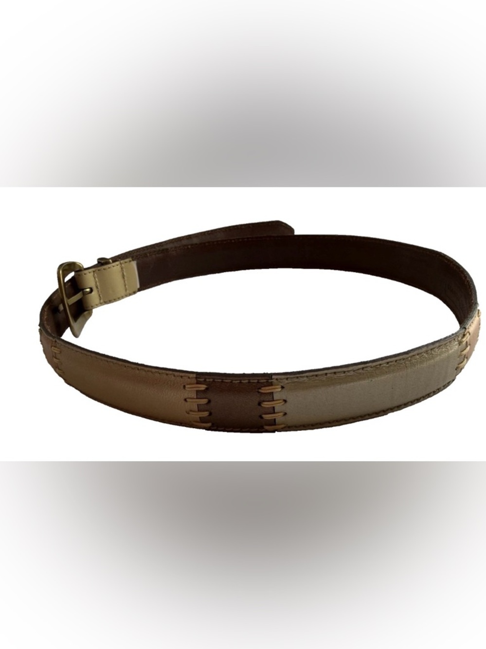Vintage Fossil Women’s Patchwork Metallic Leather Belt Boho Sz Medium BT1411 MET